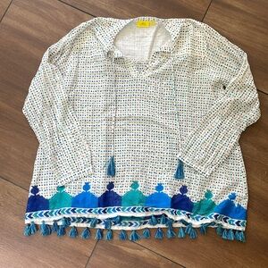 Roller Rabbit block print cotton tunic, medium